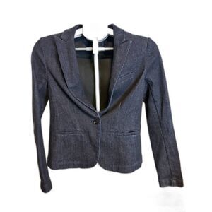 Banana Republic Denim Blazer Sz 0 Preppy Tailored Polished